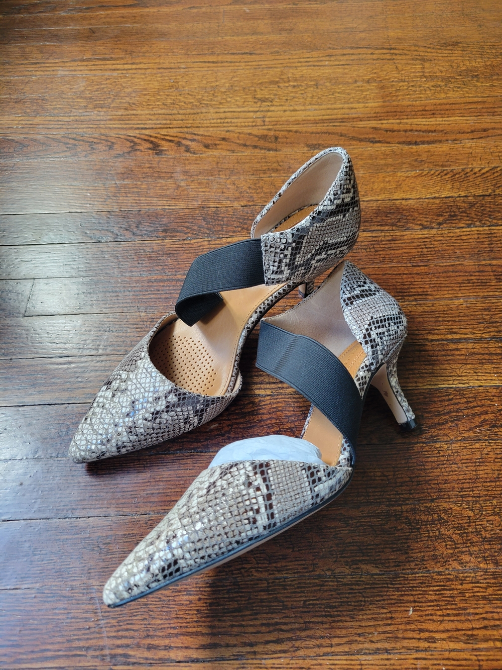 Corso Como Denice Pumps Snake Print Leather Point Toe Elastic Strap Size 5 1/2M - Picture 15 of 15